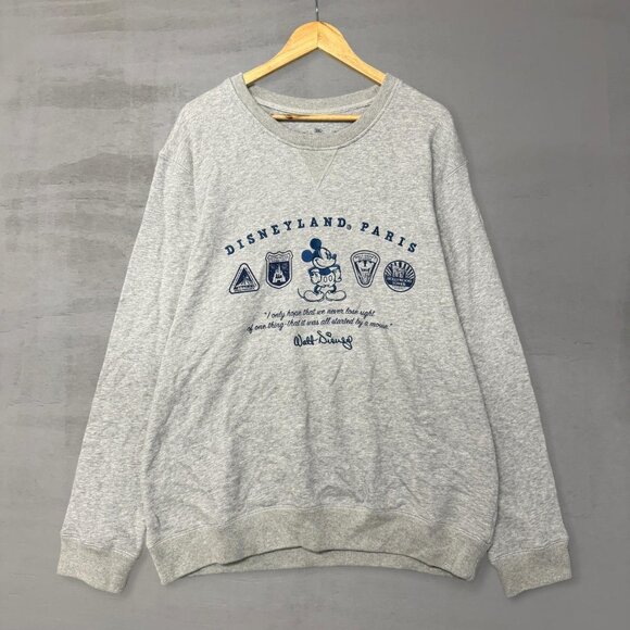 Vintage Disneyland Paris Grey Retro Crewneck Embroidered Sweatshirt XXL - Picture 1 of 6